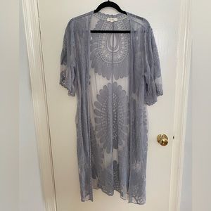 Rebellion Gray/Blue Lace Kimono Duster